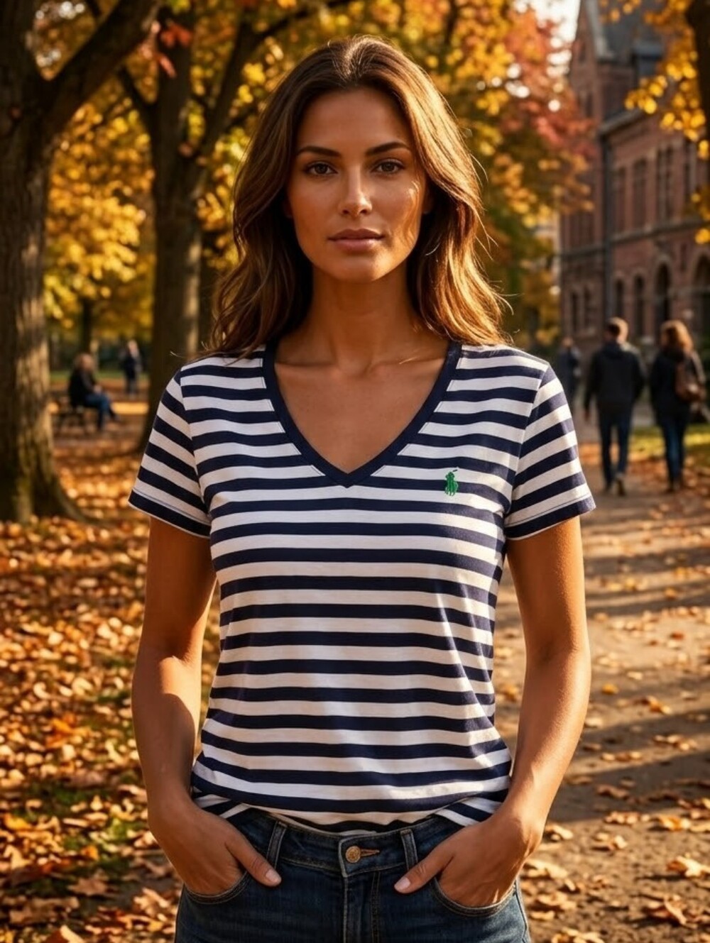 RALPH LAUREN T-Shirt Stylé À Fines Rayures Et Logo